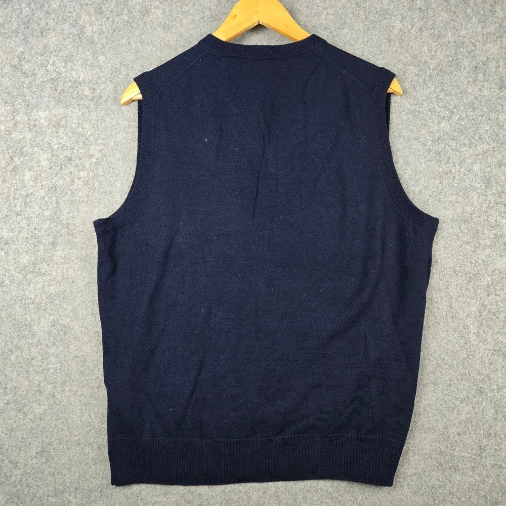J. Crew Sweater Vest Mens Medium Blue 100% Merino Wool V-Neck Solid Sleeveless
